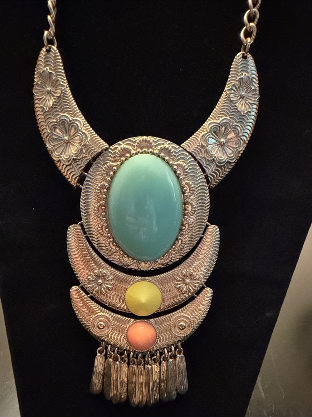 Bohemian Turquoise Statement Pendant Necklace - Women Jewelry - Picture 2 of 4